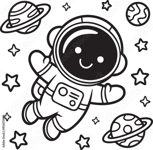 Astronaut floating in space among planets and stars outer space exploration