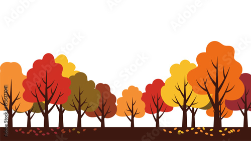 Autumn Trees Border Background - Commercial Use Seasonal Graphic