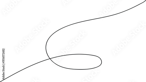 Abstract Continuous One Line Art Doodle - Minimalist Wavy Curly Stroke