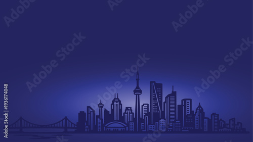 landscape background gradation with a city silhouette.