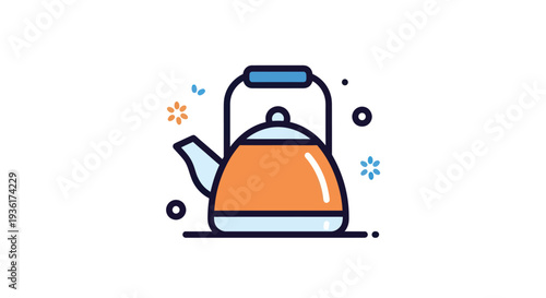 Modern orange kettle icon on white background