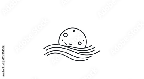 Moon rising above waves icon