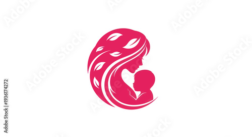 Mother and child silhouette design