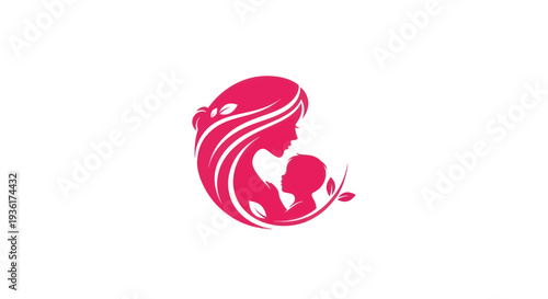 Mother and child silhouette logo design