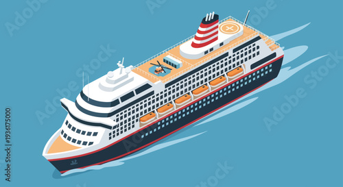 Modern Cruise Ship Sailing on the Open Ocean.