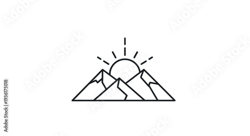 Mountain sunrise minimalist vector illustration