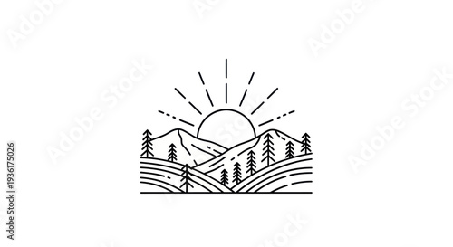 Mountain sunrise vector illustration