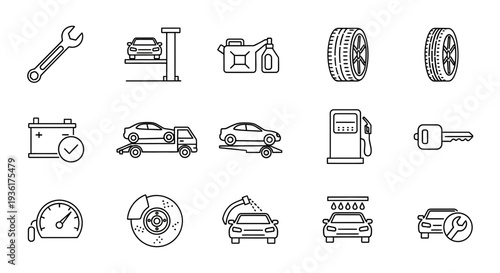 Car Service Icons: Repair, Maintenance, and Auto Care Symbols