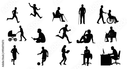 Diverse People Silhouettes: Activities, Lifestyles, and Abilities Collection