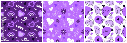 Happy Valentine's Day Seamless Pattern For Love Greeting Card Template Hand Drawn Illustration
