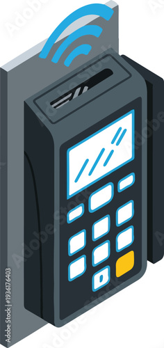 Modern contactless card reader payment terminal.