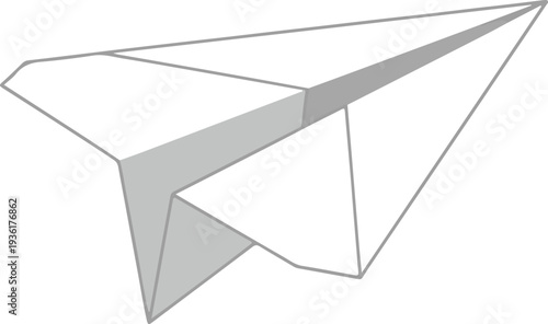 Three Dimensional Paper Airplane Geometric Form.
