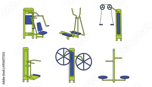 Gym equipment vector illustration set for fitness and workout routine