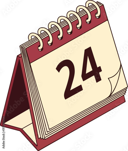 Desk calendar with spiral binding showing date.