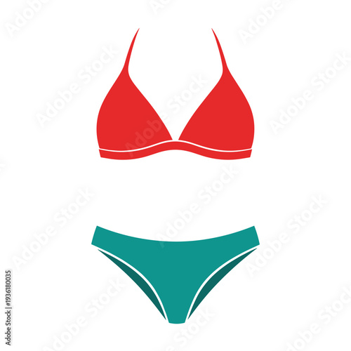 Red Teal Two Piece Bikini for Beach and Resort Wear