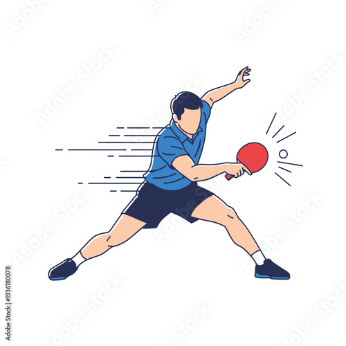 Man playing table tennis, dynamic action shot, hitting ping pong ball