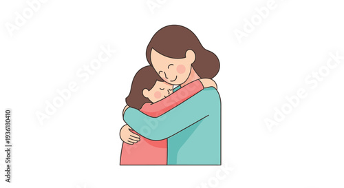 Mother Embracing Daughter with Love and Care.