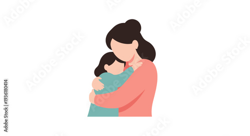 Mother Hugging Child Tenderly with Love 1.