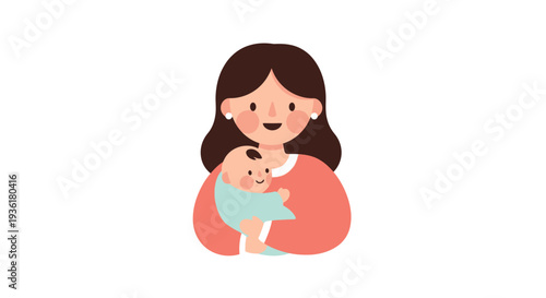 Mother Holding Baby in Her Arms.