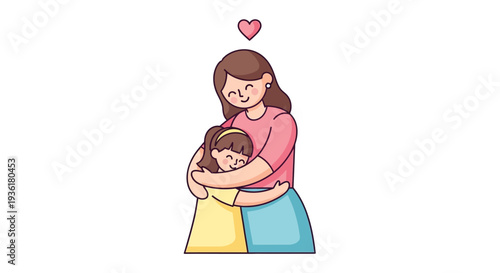 Mother Hugging Daughter with Love and Care.