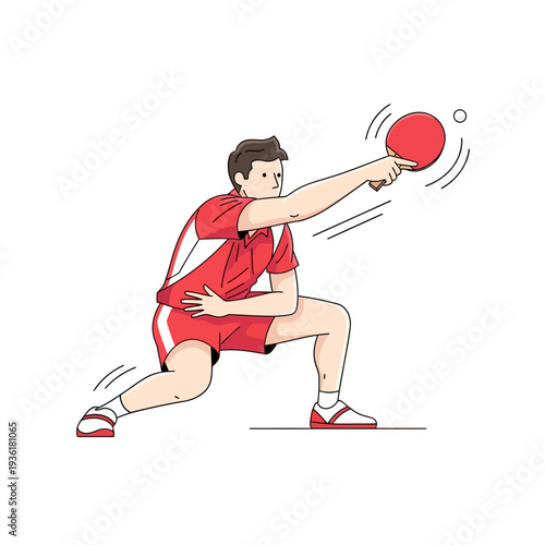 Man Playing Table Tennis, Ping Pong Athlete Hitting Ball with Paddle, Dynamic Sports Action