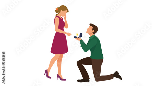 Man proposes to woman with a ring in a romantic gesture