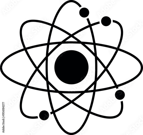 atom symbol on black background