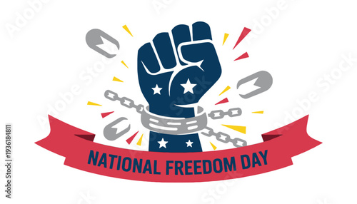 Fist vector illustration for National Freedom Day with broken chains