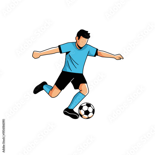 Soccer Player Kicking Ball - Dynamic Action Illustration