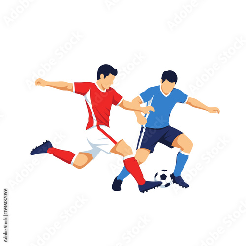 Soccer Players Competing for Ball in Dynamic Action