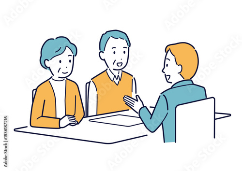 相談をする高齢夫婦のイラスト