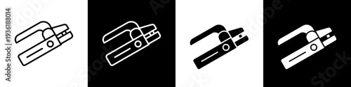 Soldering iron black and white icon design concept