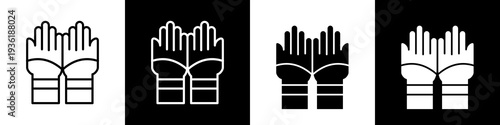  Safety gloves black and white icon design concept