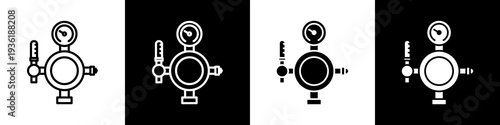  Pressure gauge black and white icon design concept