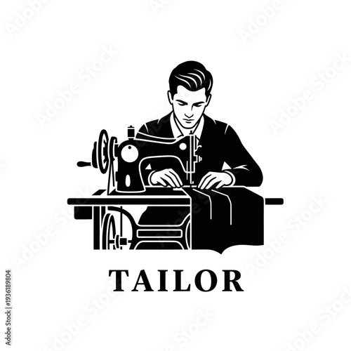 Skilled Tailor Crafting Garments with Precision on a Vintage Sewing Machine.