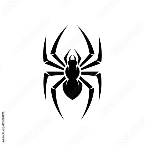 Stylized Black Spider Silhouette Icon Graphic Design.
