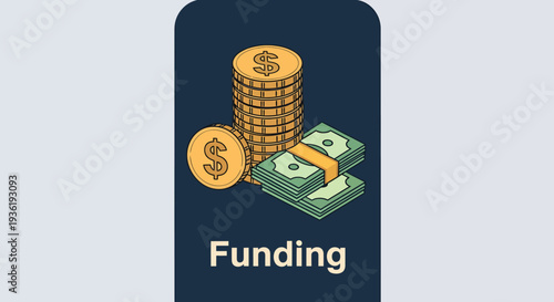 Stack of Coins and Banknotes Illustration.