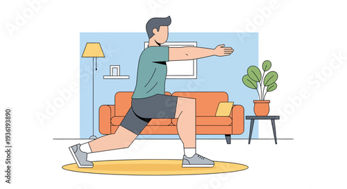 Man Doing Yoga Exercise at Home.
