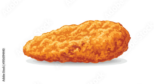 Crispy golden fried chicken nugget isolated on white background, delicious fast food snack.