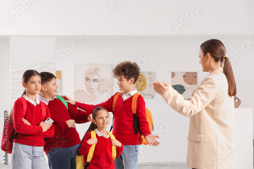 Female guide with pupils at...
