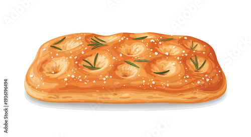 Delicious Focaccia Bread with Rosemary and Sea Salt, Italian Flatbread, Bakery Food