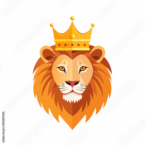 王冠を被ったライオン王様風シンプルイラスト