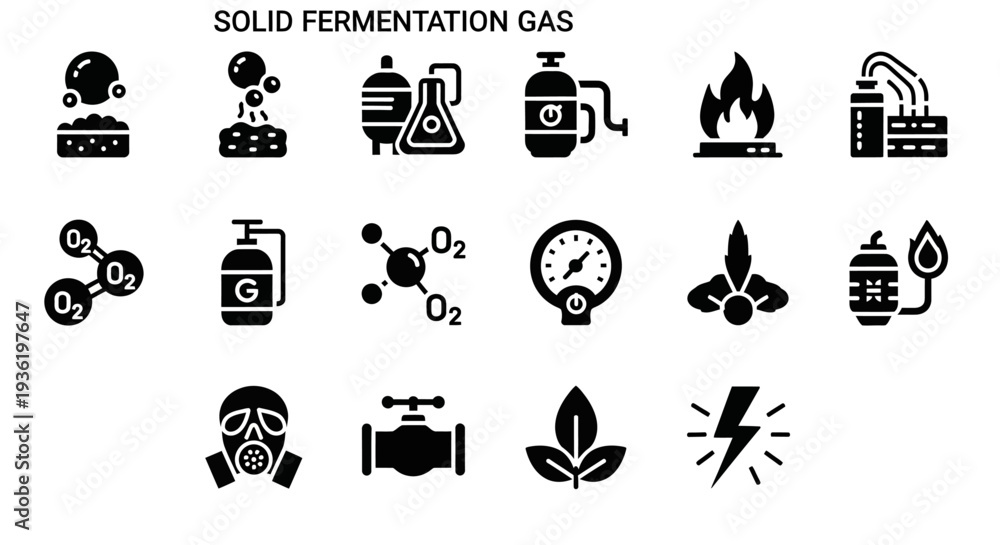 Foto Solid Fermentation Process Illustrated with Various Industrial and Scientific Ic