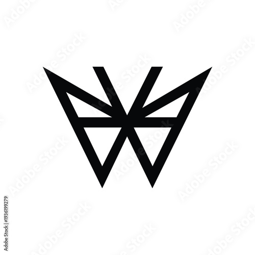 Abstract geometric butterfly wings logo, stylized symbol with sharp points for fashion or design.