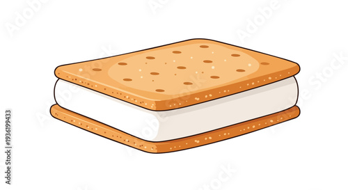 Delicious Ice Cream Sandwich with Graham Crackers and Vanilla Filling