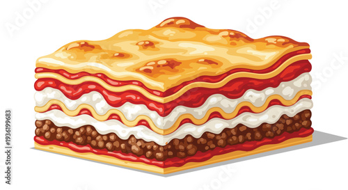 Delicious Lasagna Slice with Layers of Pasta, Meat Sauce, and Cheese