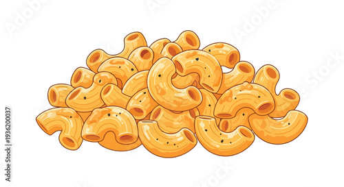 Pile of Delicious Macaroni Pasta with Seasoning, Isolated on White Background