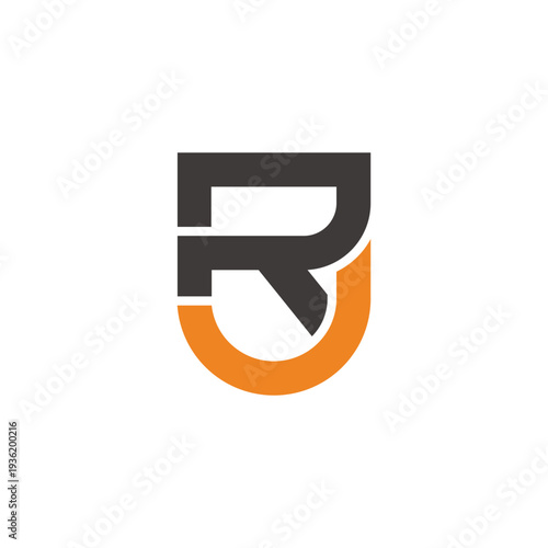 letter rj colorful geometric linked line logo vector