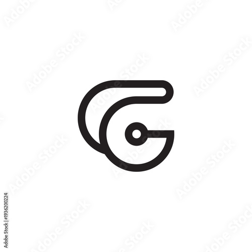 letter cg simple curves thin linear logo vector