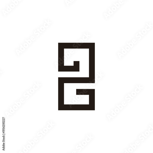 abstract simple letter ng geometric lines squares linked logo vector